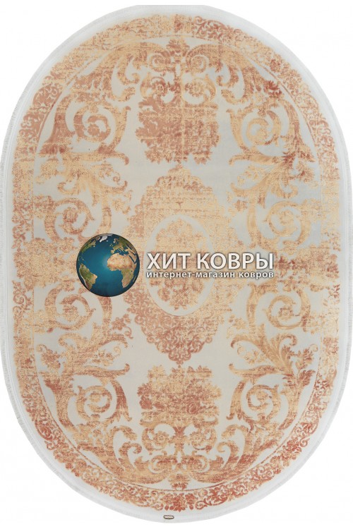 Турецкий ковер Tajmahal 9341 Серый-золотой овал